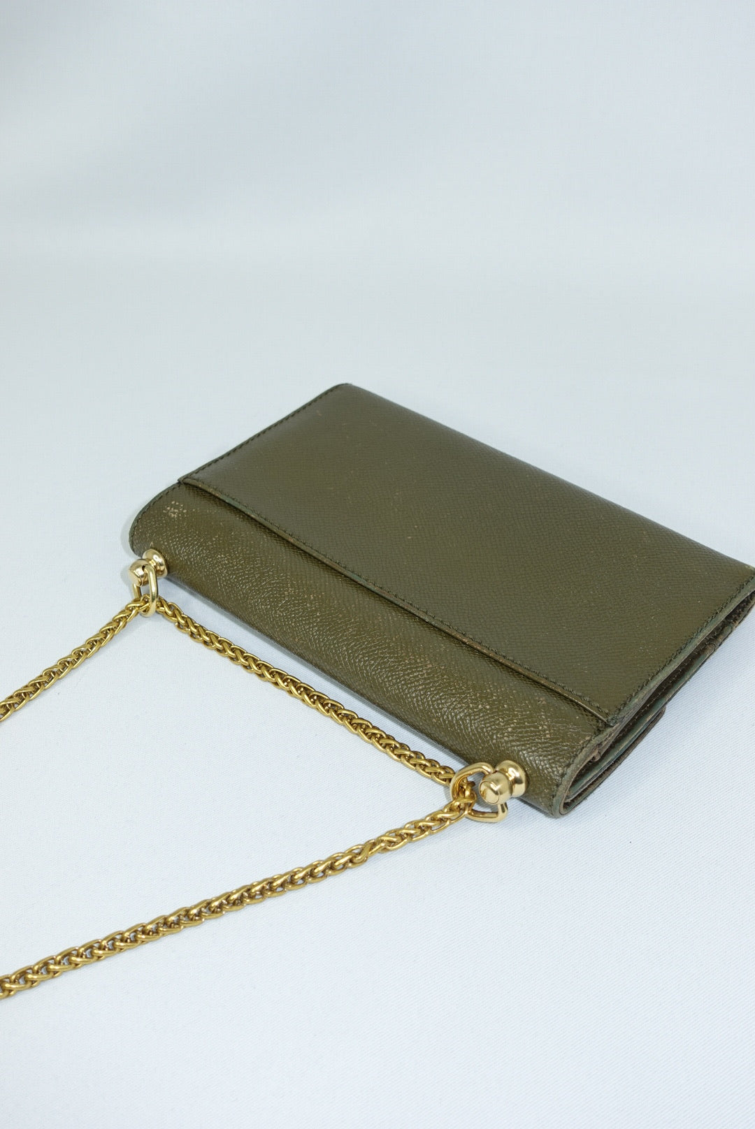 008. Re-Worked Chanel Vintage Olive Green Trifold Flap W.O.C.