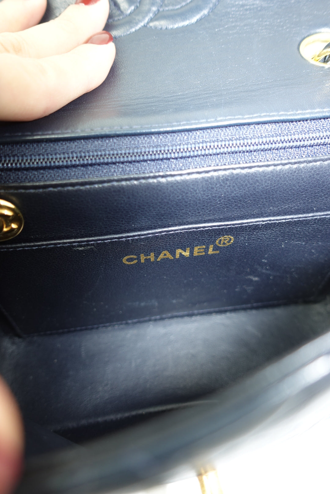 Chanel Timeless Mini Square Quilted Lambskin Navy