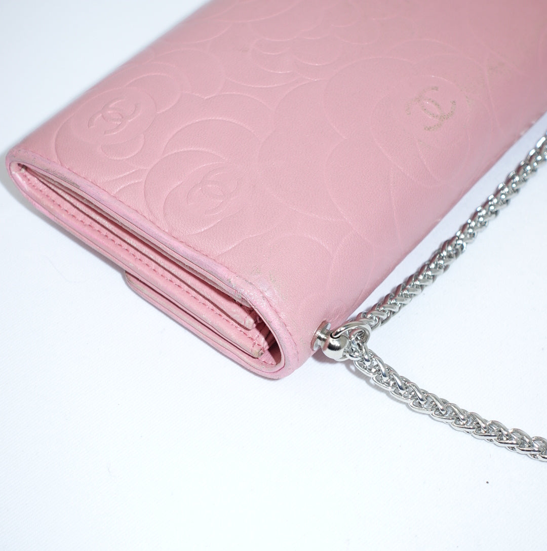 Chanel Pink Camelia Wallet w/Chain