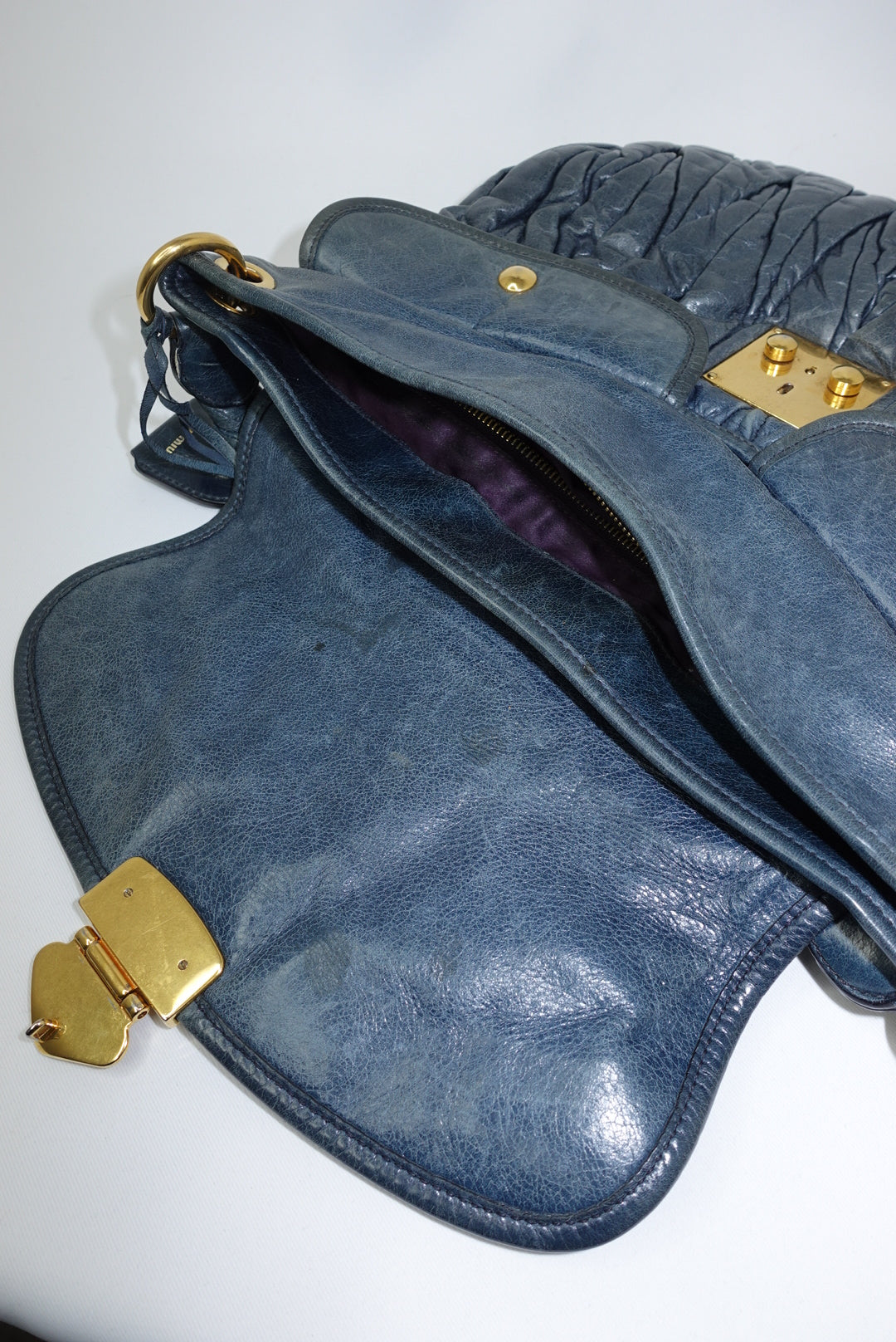 Miu Miu Steel Blue Coffer Shoulder Bag