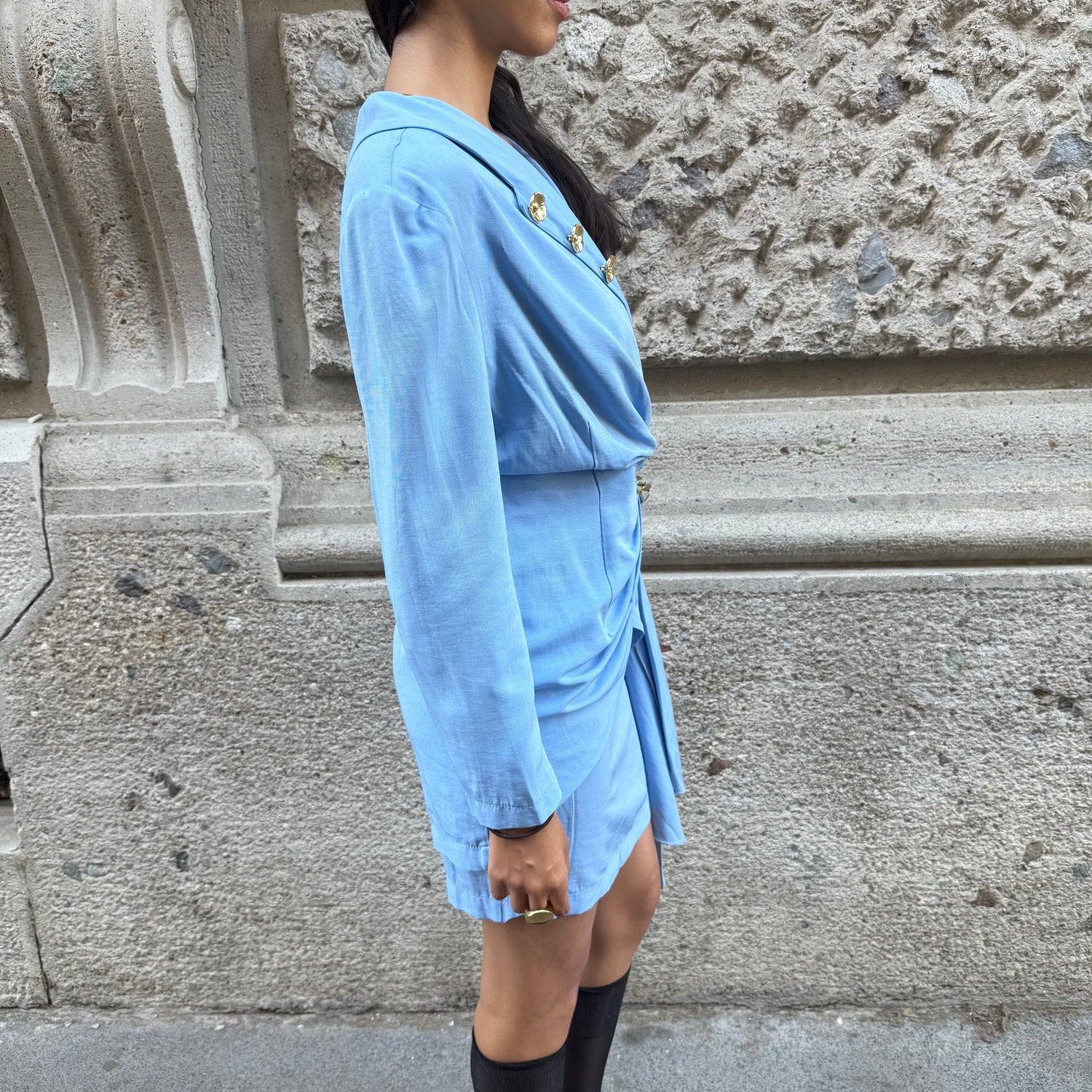 Light Blue Two Piece Set (Skirt + Blazer)