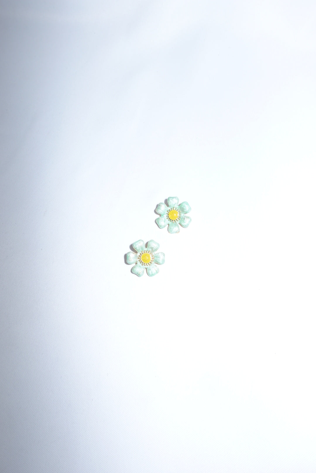 Stainless Steel Floral Blue Gold Toned Earrings