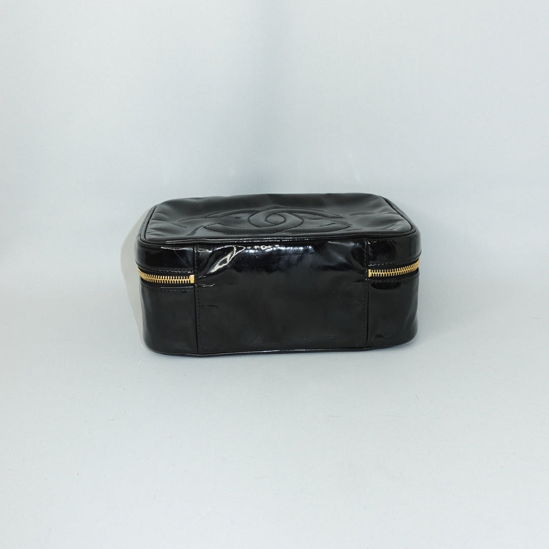 Chanel Black Patent Leather  Vanity Bag