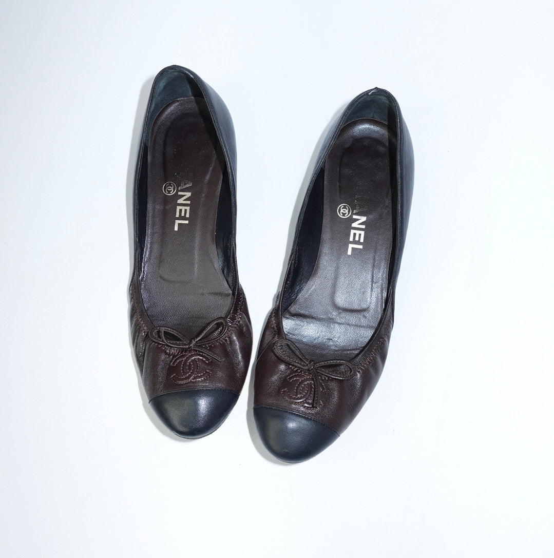 Chanel Brown Soft Ballet Flats 37
