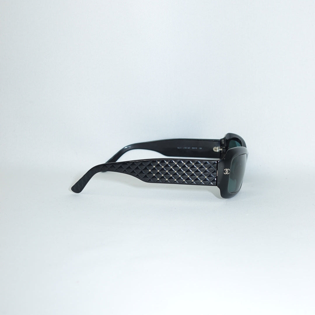Chanel Vintage Black Sunglasses with Quilted Arm Detail