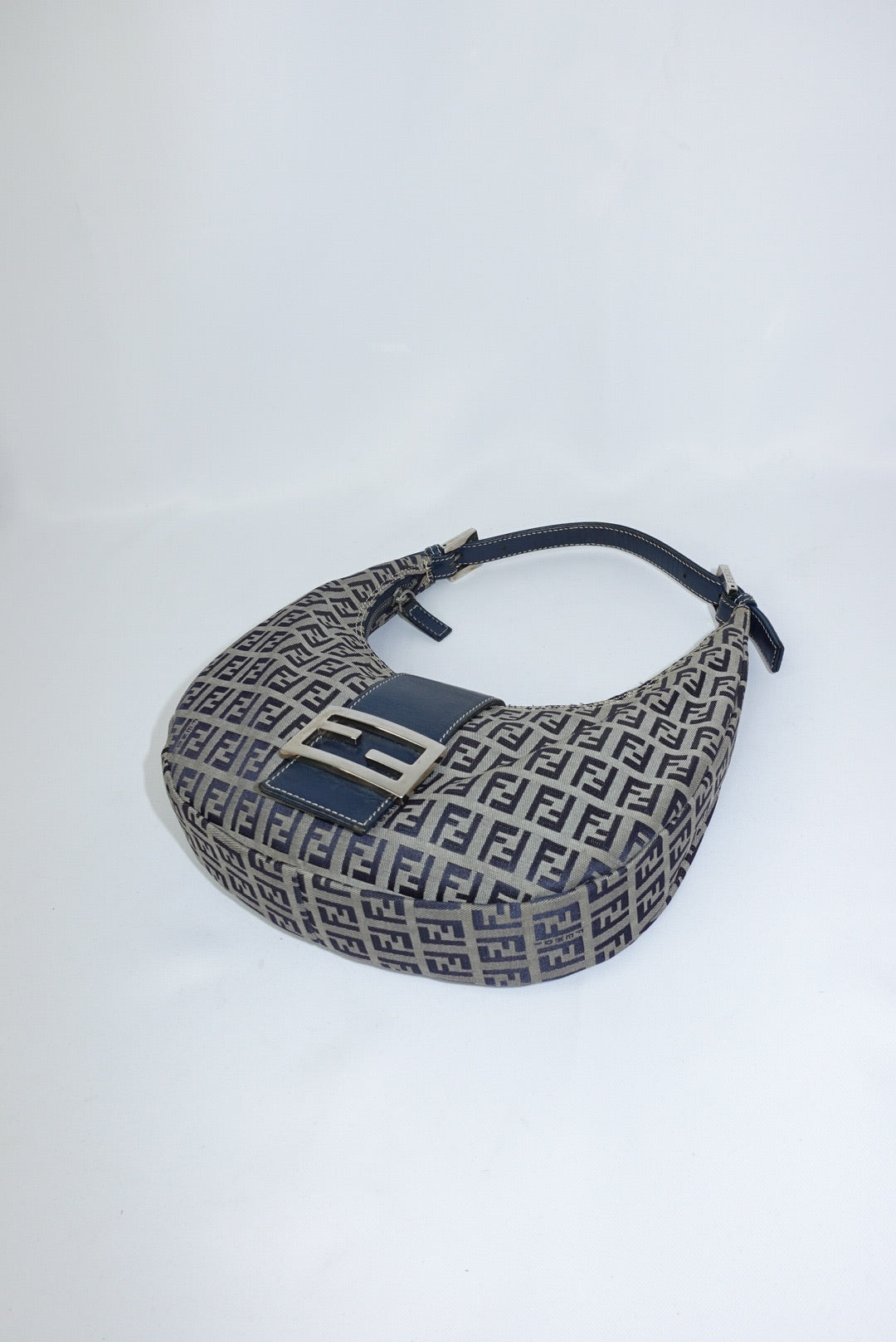 Fendi FF Zucchini Vintage Brown Canvas Vintage Croissant Bag