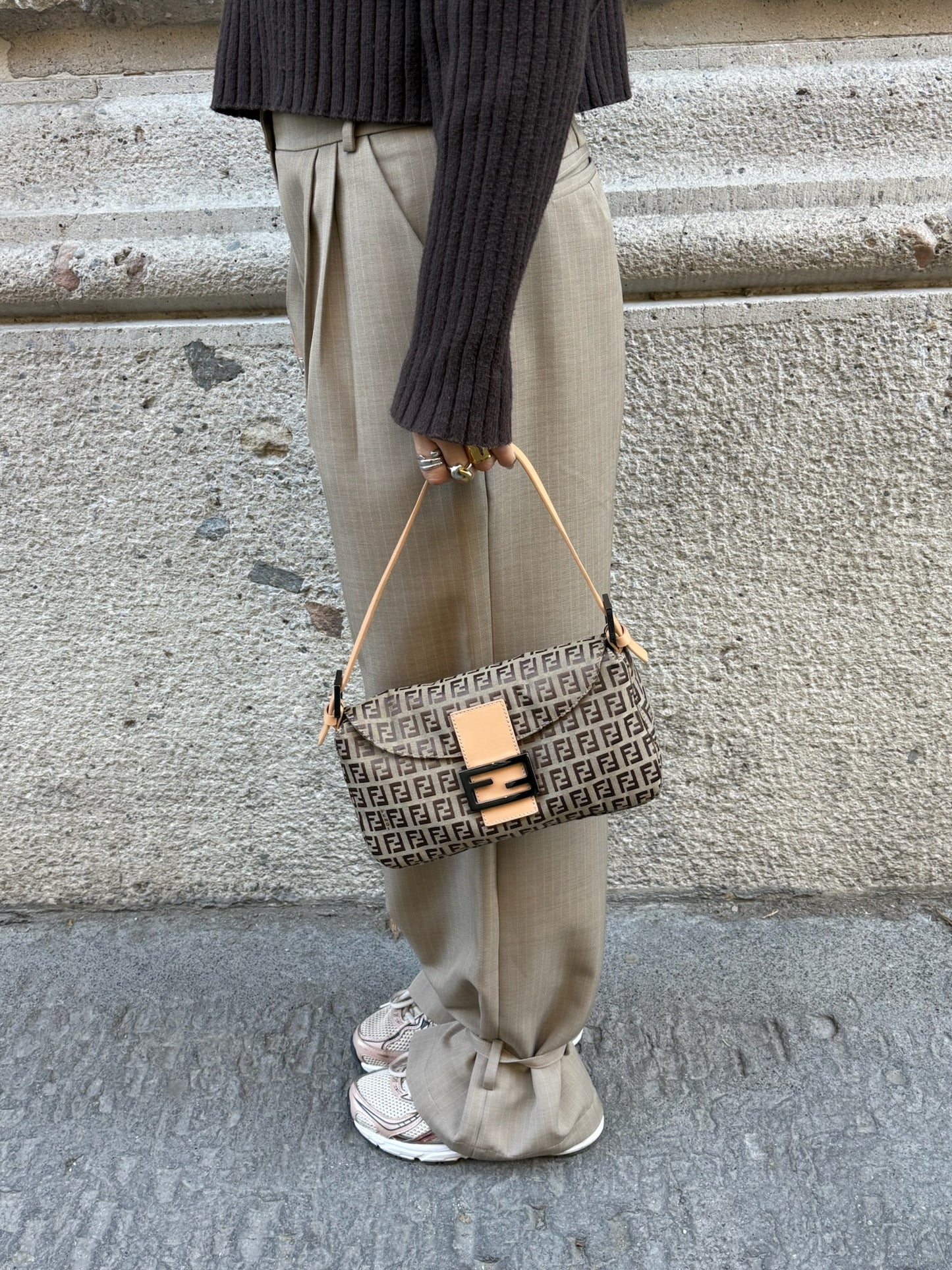 Fendi Vintage Baguette with FF Zucchini Brown Canvas