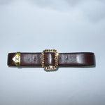 Chanel 1980s Brown Leather Belt with Gold CC Hardware