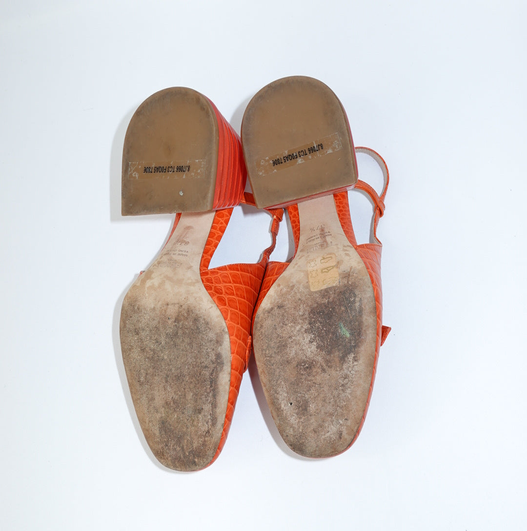 Fendi Orange Mule Heels