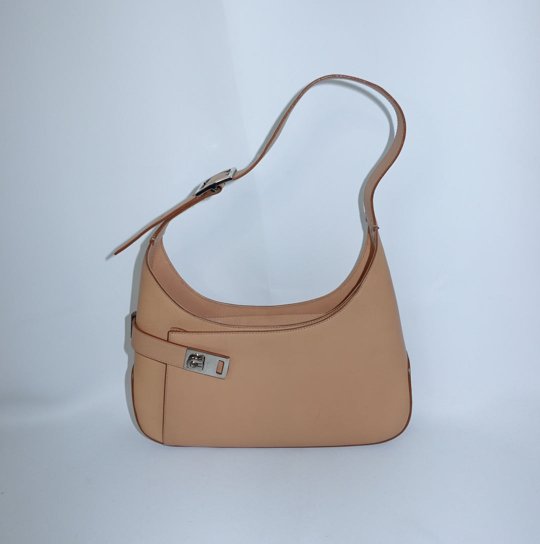Ferragamo Gancini Beige Hobo Bag