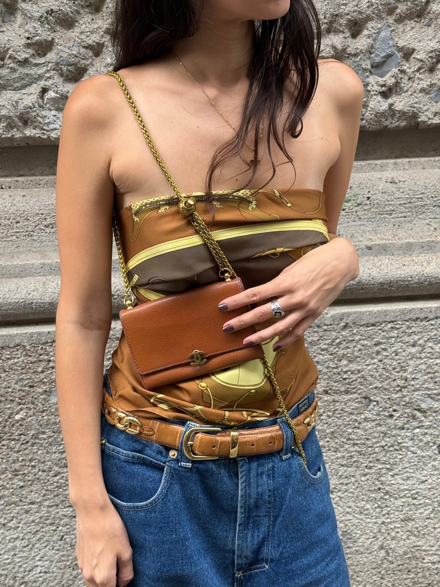Chanel Caramel Wallet w/Chain