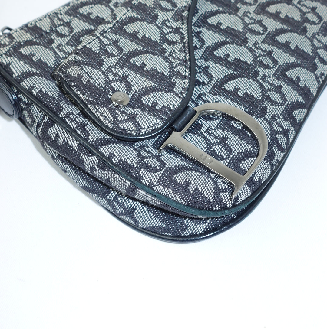 Dior Saddle Flap Monogram Canvas Shoulder Bag