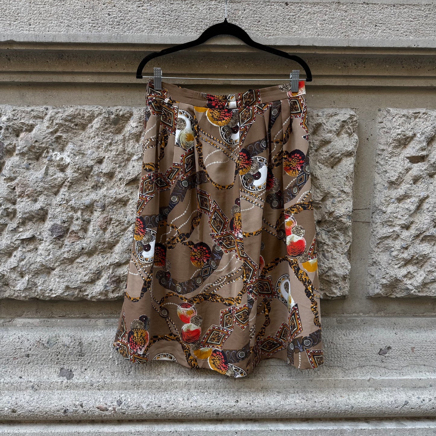 Light Brown Printed Shirt and Skirt Set
