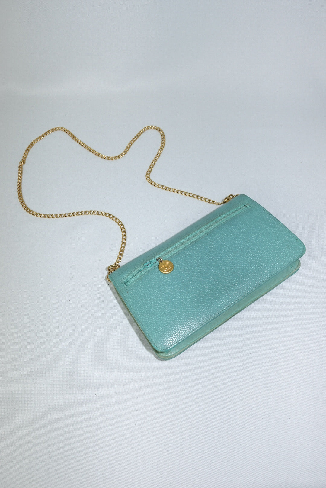 Chanel Re-Worked Flap W.O.C. Teal CC logo