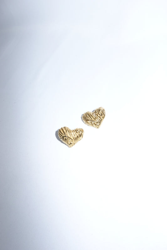 Stainless Steel Striped Heart Big Earrings