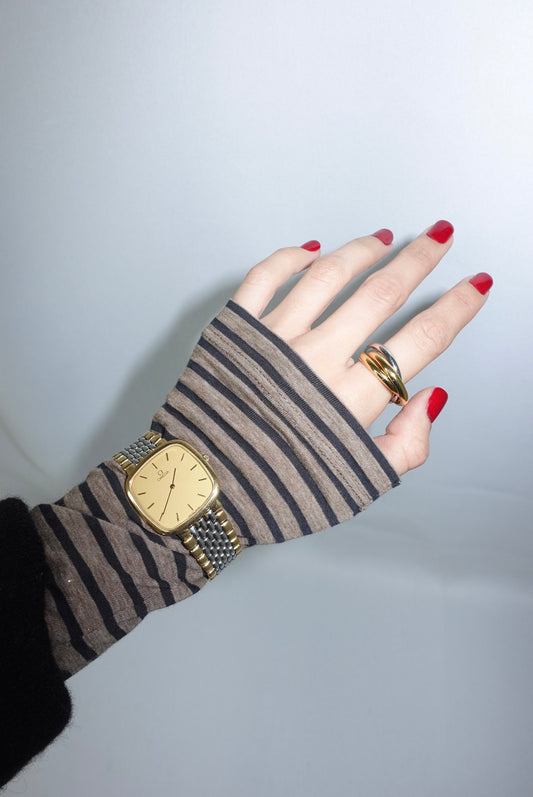 Omega Square Large De Ville Vintage Gold Toned Dial Watch