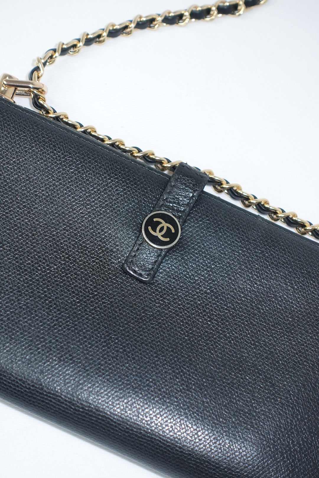 Chanel Re-Worked Black Caviar Double Sided W.O.C round logo