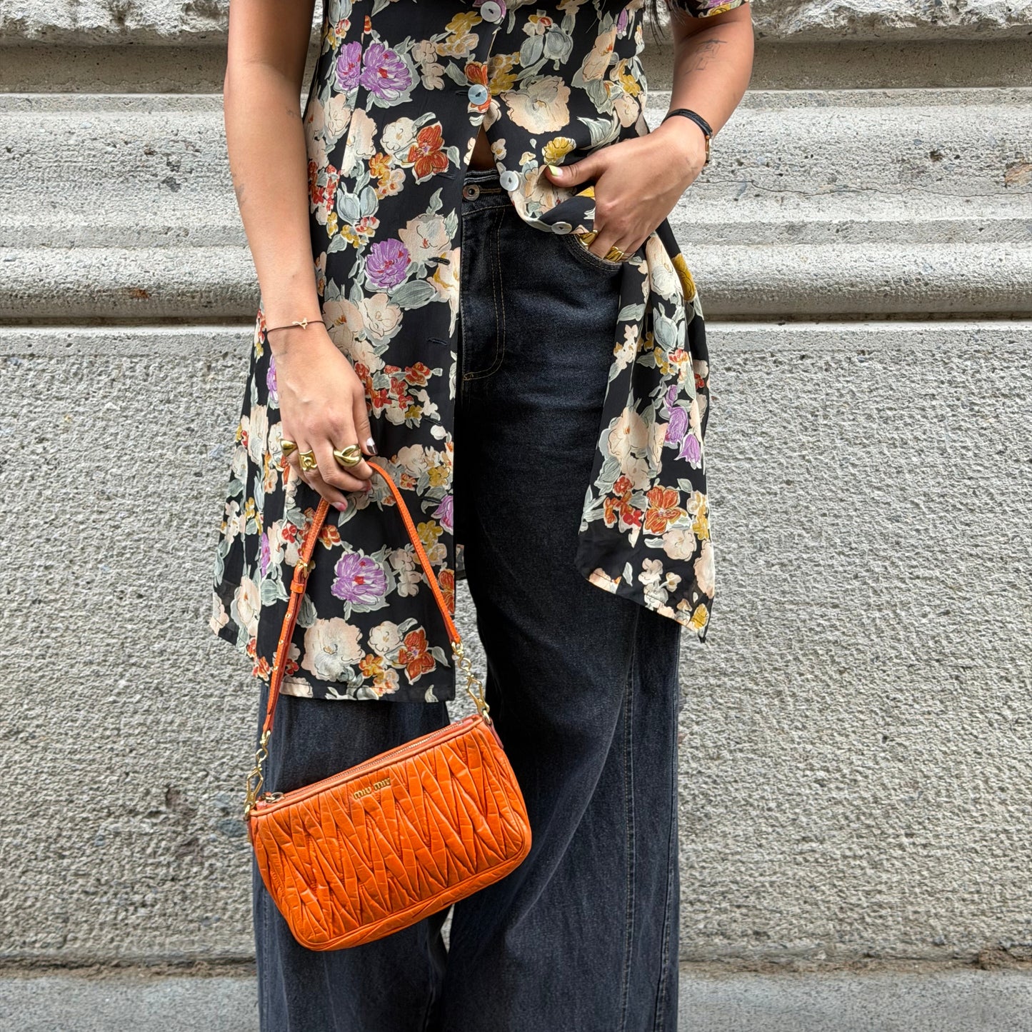 Miu Miu Orange Matelasse Shoulder Bag
