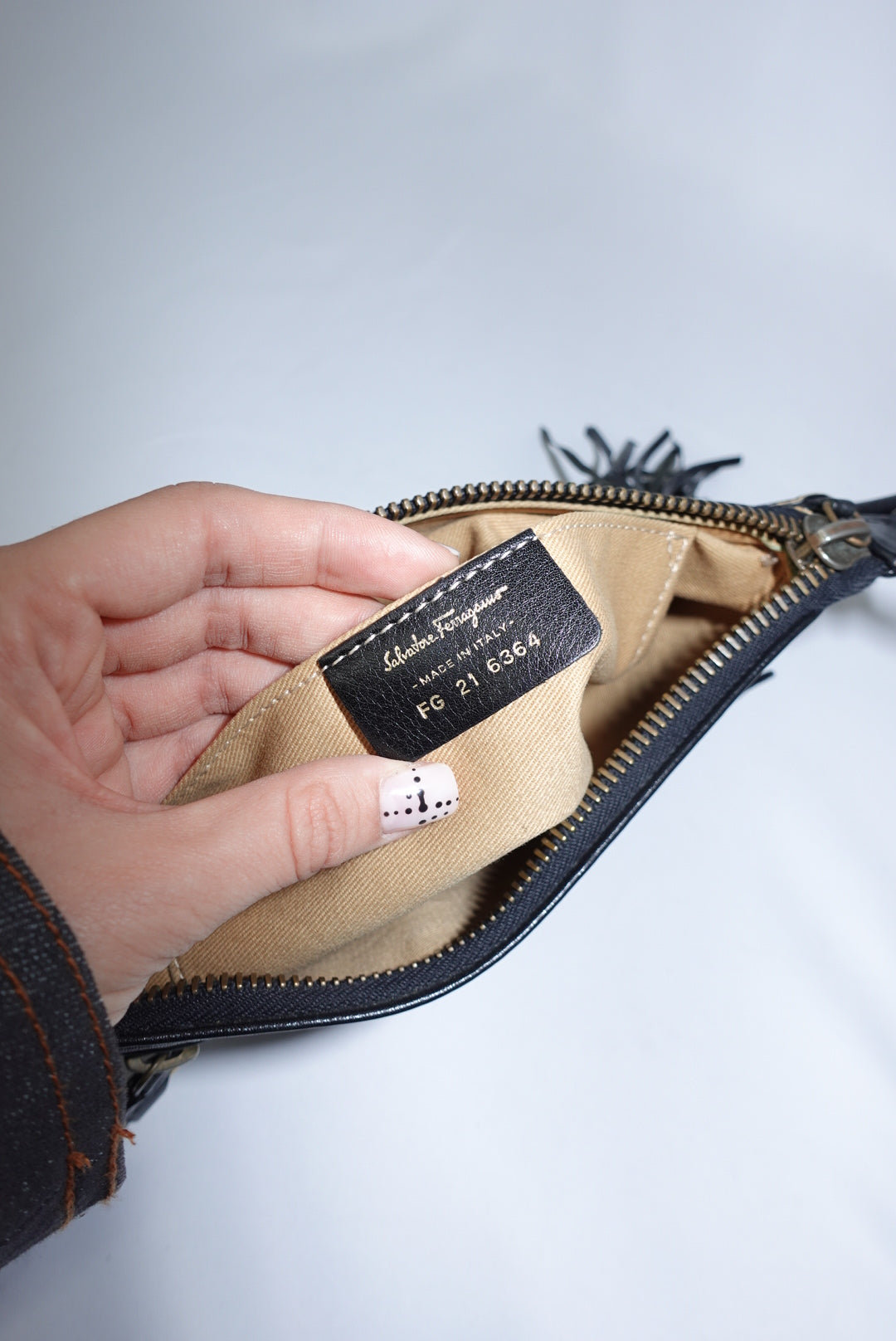 Ferragamo Black Fringe Vintage Shoulder Bag