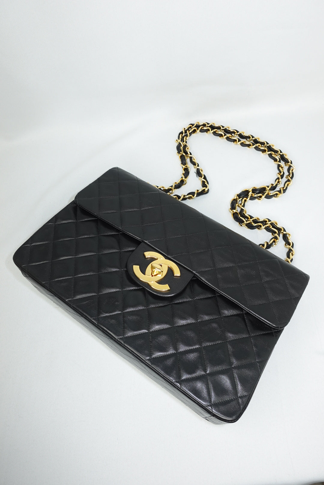 Chanel Vintage Jumbo Maxi Logo Lambskin Bag