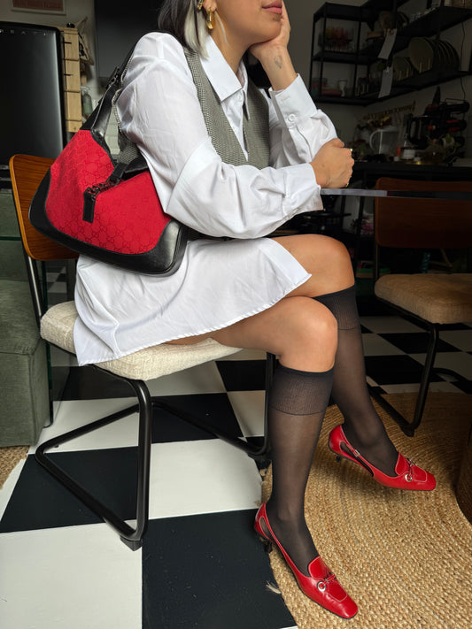 Prada Red Squared Toe Kitten Heels 36.5