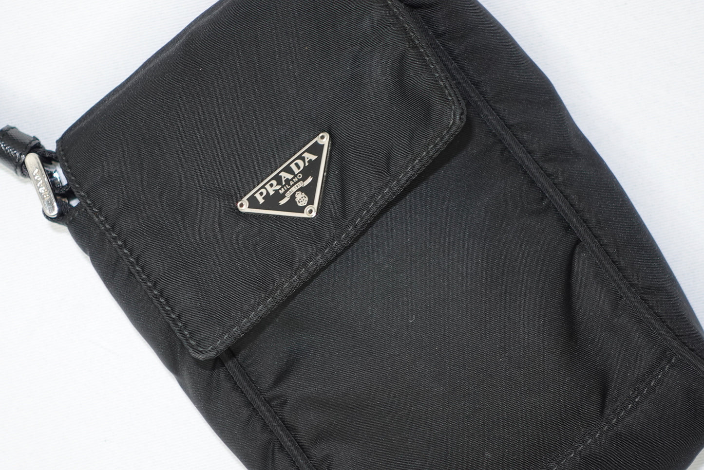 Prada Nylon Black Vintage Silver Toned Hardware Mini Crossbody Bag