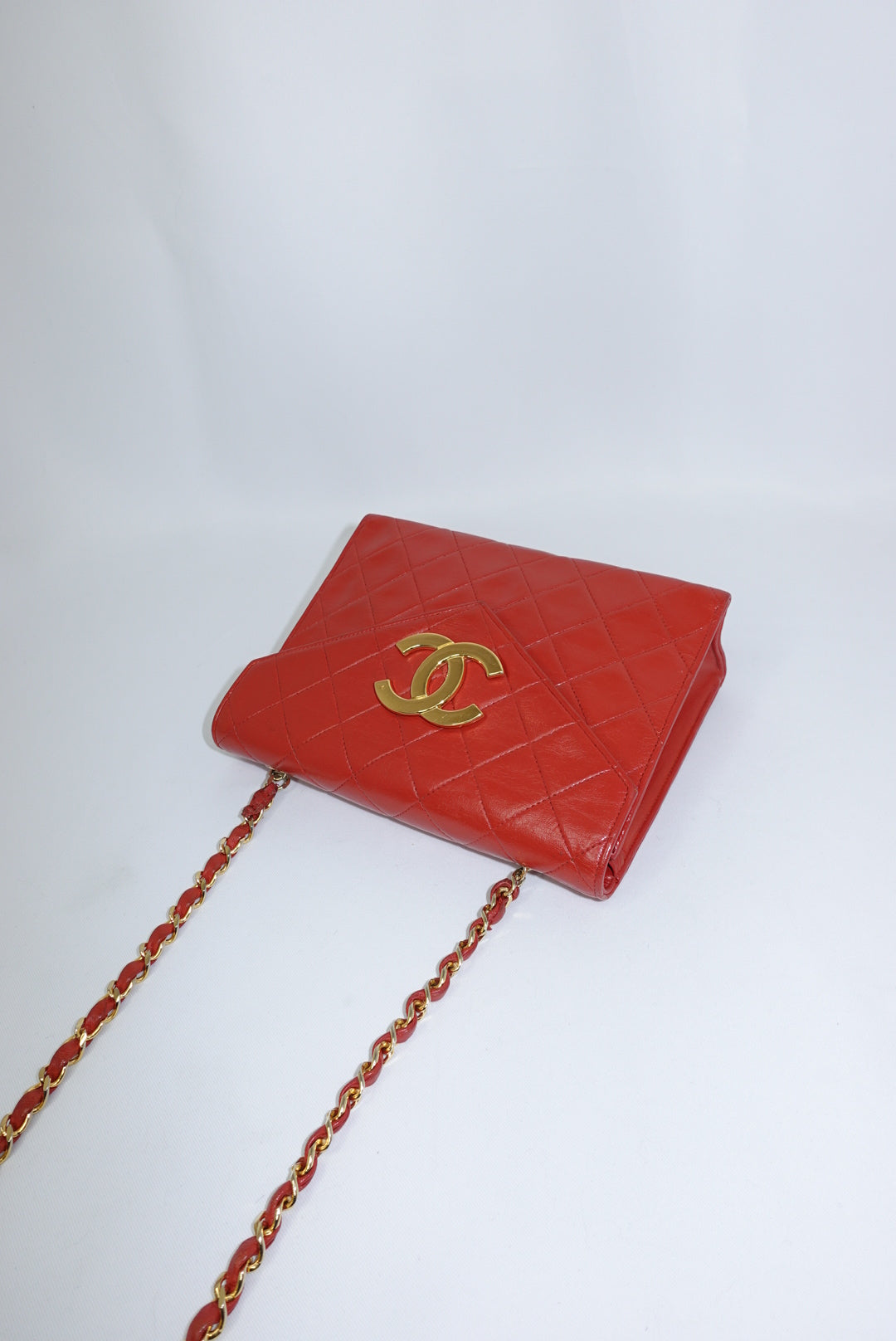 Chanel Vintage Camera Bag CC Logo Red Lambskin