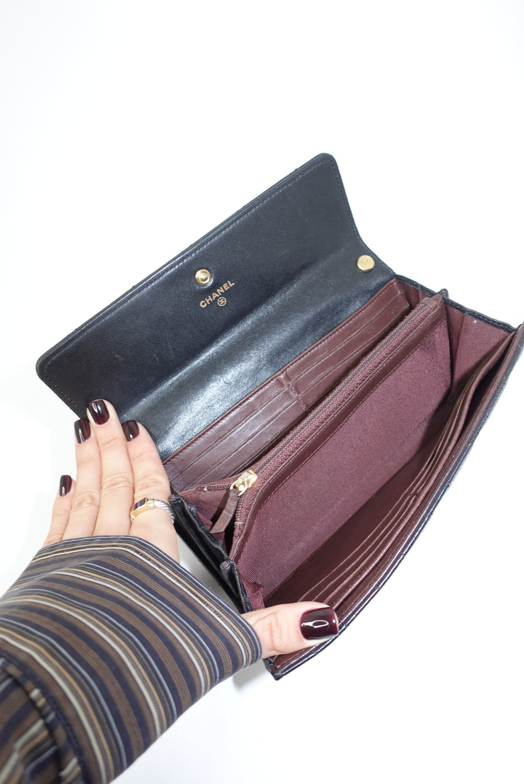 Chanel Re-Worked Black Timeless Flap Vintage Wallet with Chain