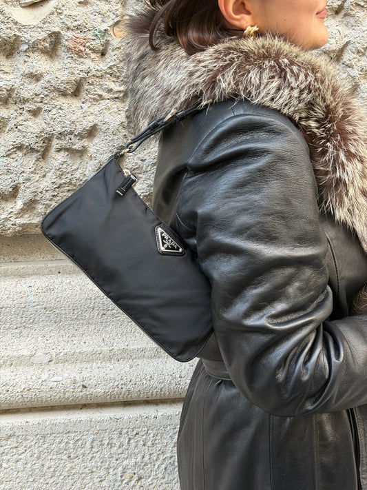 Prada Vintage Nylon Black Shoulder Bag Y2K