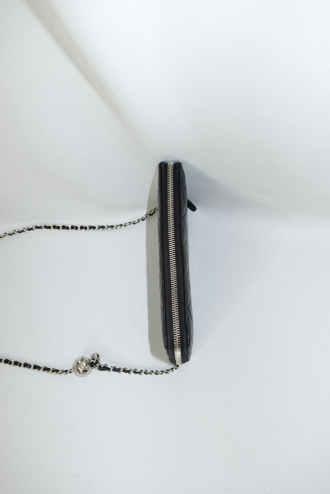 Chanel Timeless Re-Worked Zip Big Vintage Wallet with Chain Black