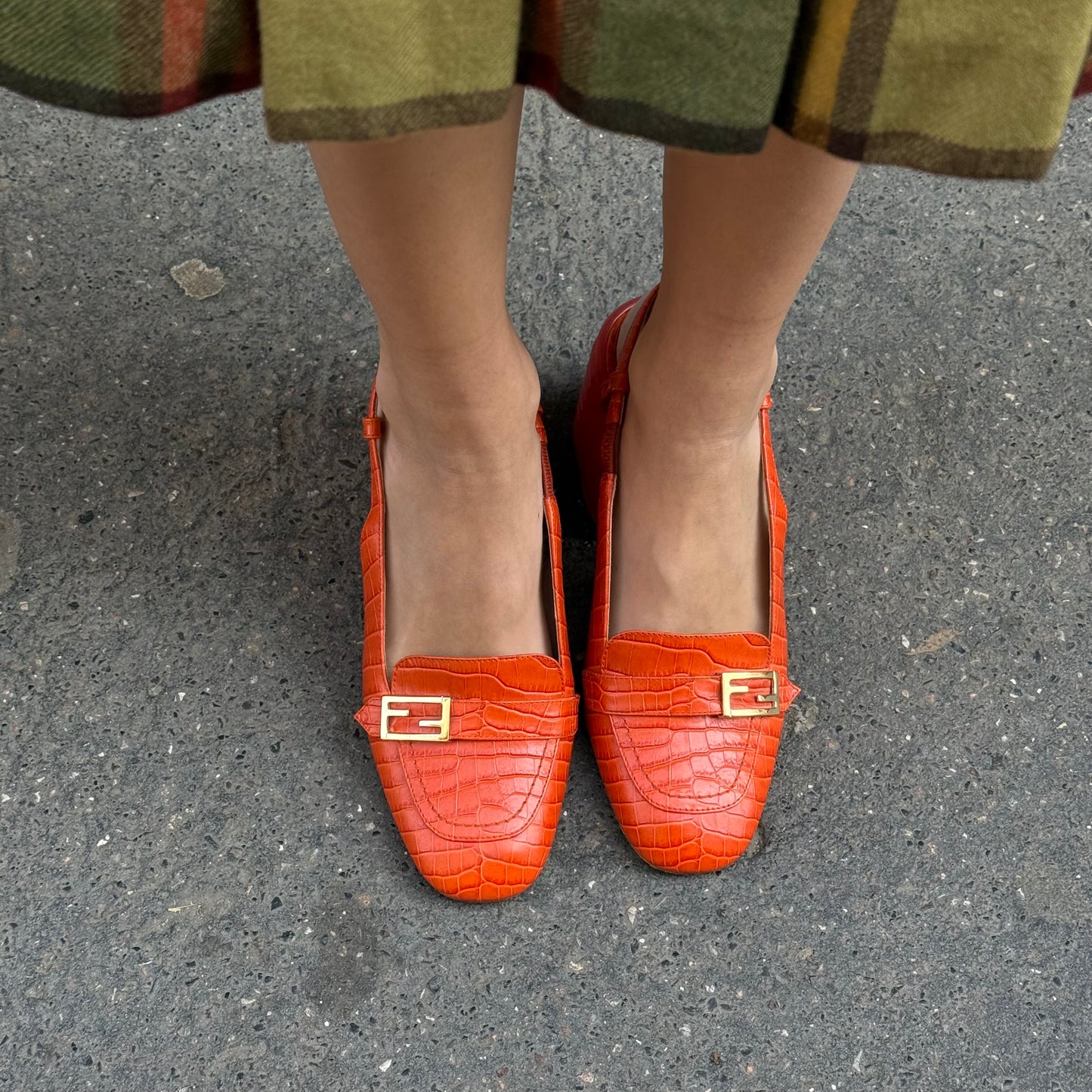 Fendi Orange Mule Heels