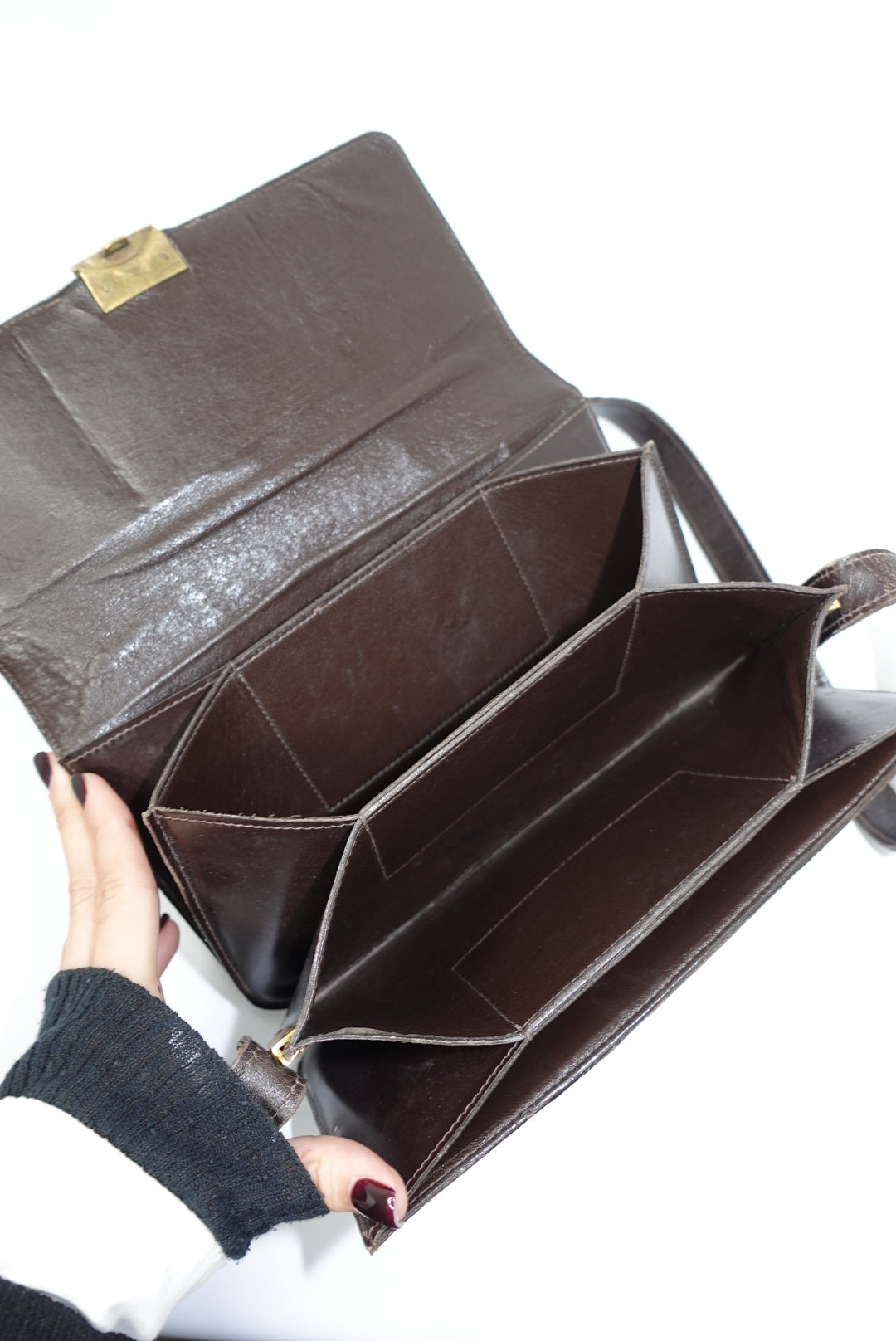 Cèline Vintage Crocodile Brown Leather Crossbody Bag