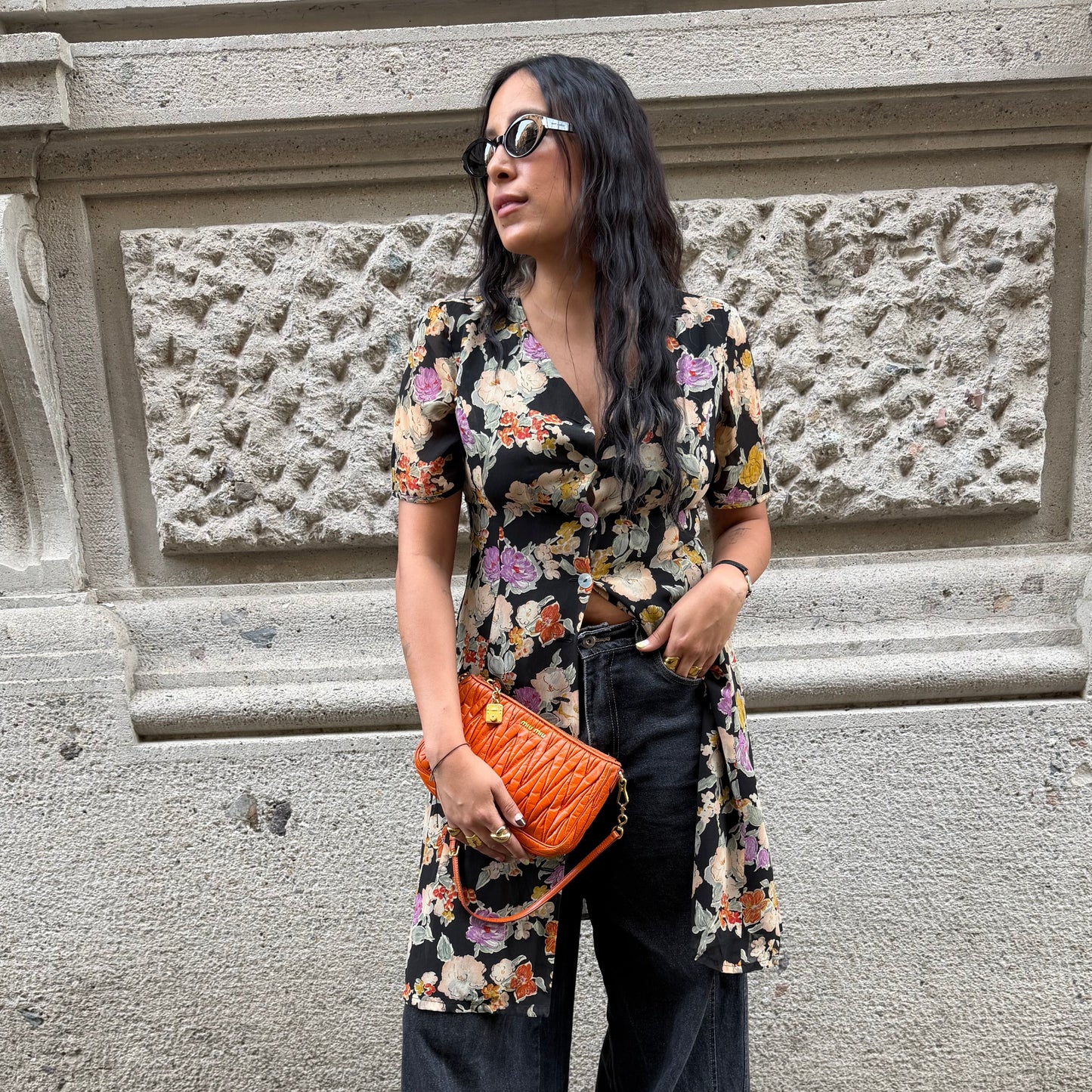 Miu Miu Orange Matelasse Shoulder Bag