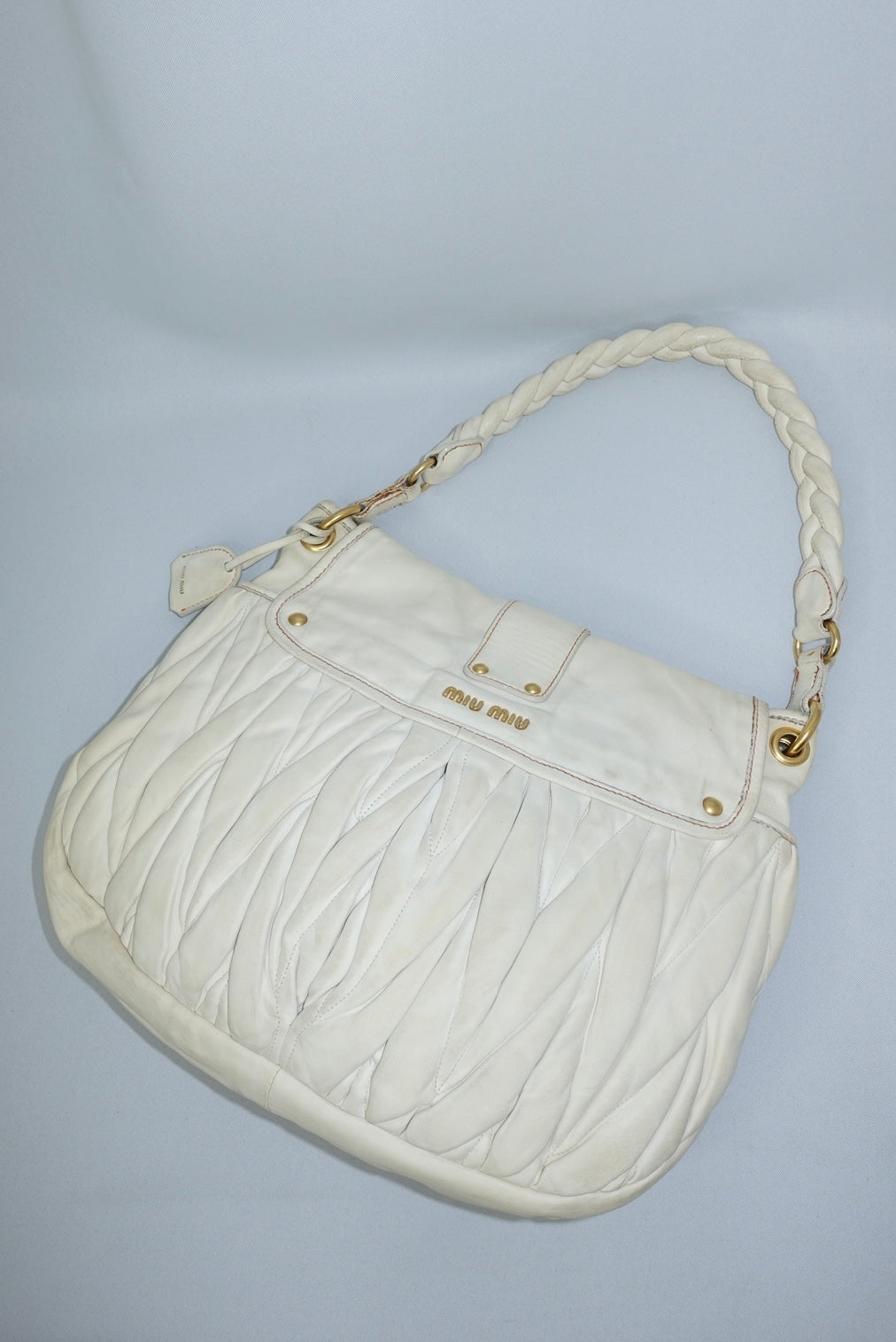 MIU MIU Vintage Coffer Off-White Matelassé Bag