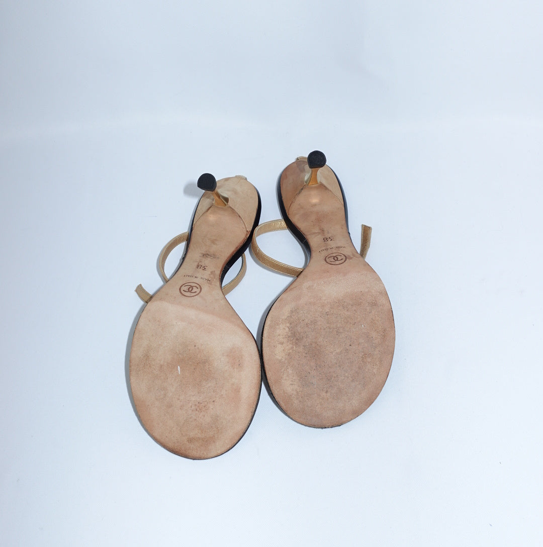 Chanel Gold Studs Sandals 38