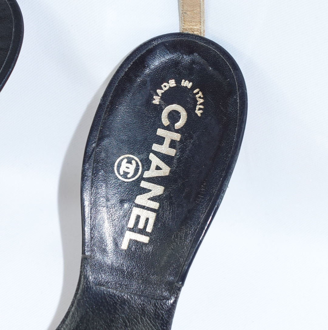 Chanel Gold Studs Sandals 38