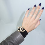Chanel Vintage Gold-Tone Crystal CC Logo Pin