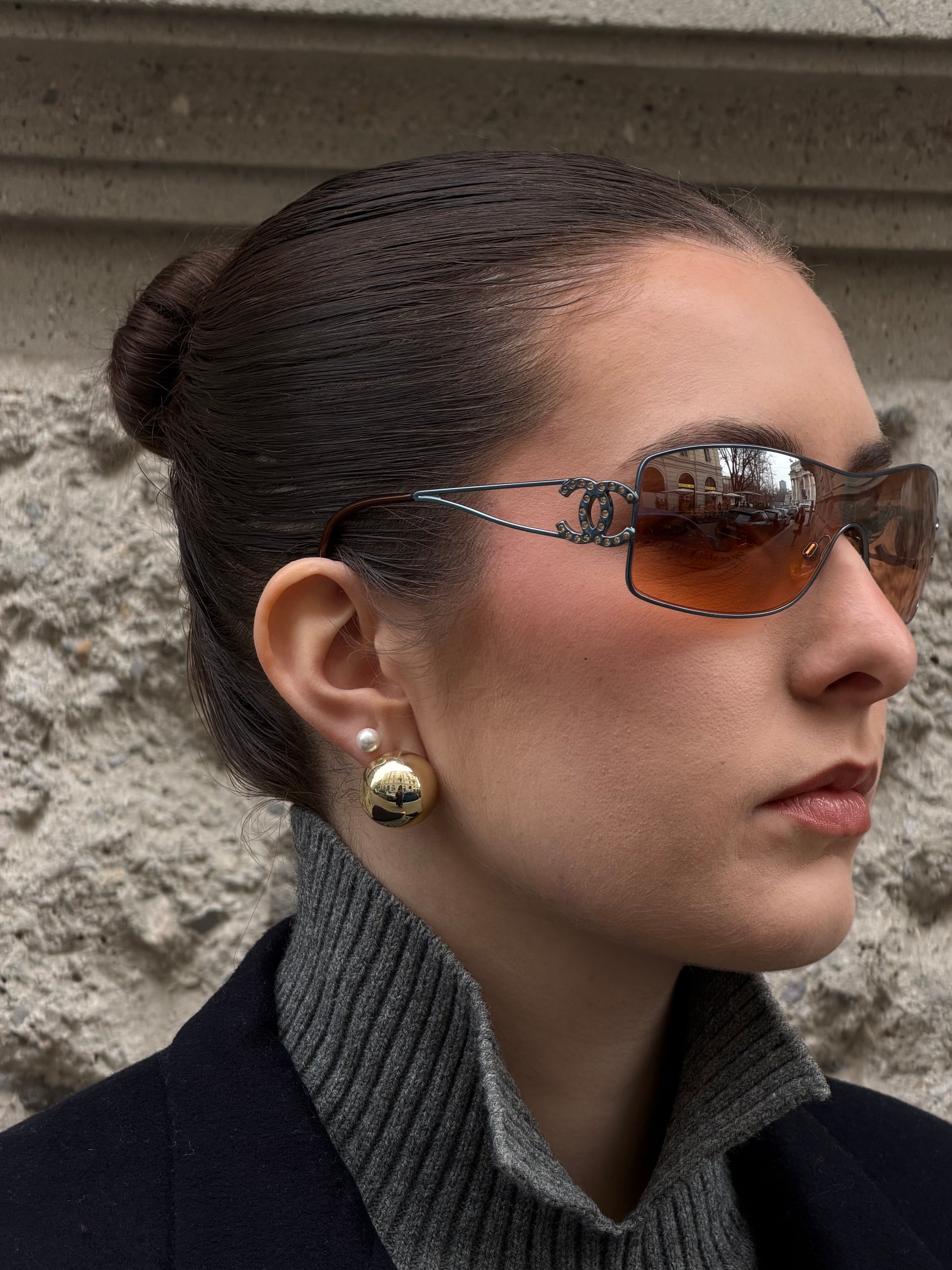 Chanel Y2K Vintage Sunglasses – Blue Frame with Crystal CC Logo