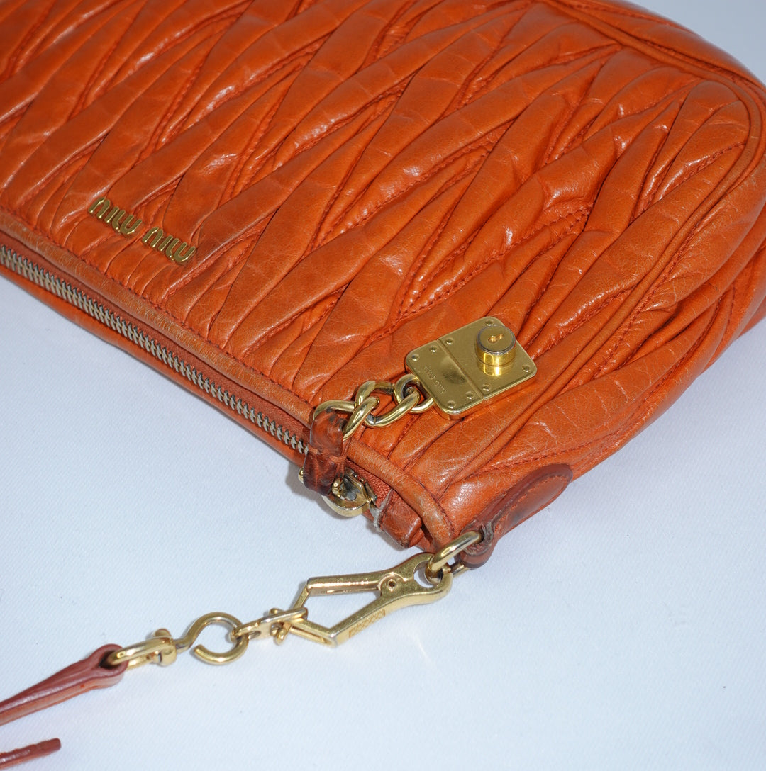 Miu Miu Orange Matelasse Shoulder Bag