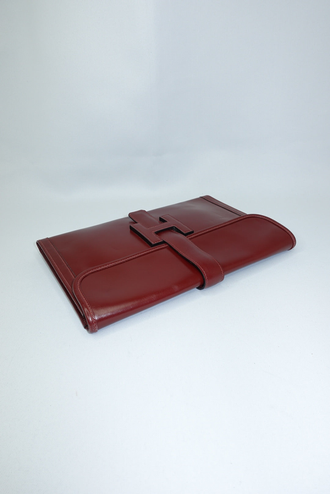 Hermès Burgundy Leather Clutch