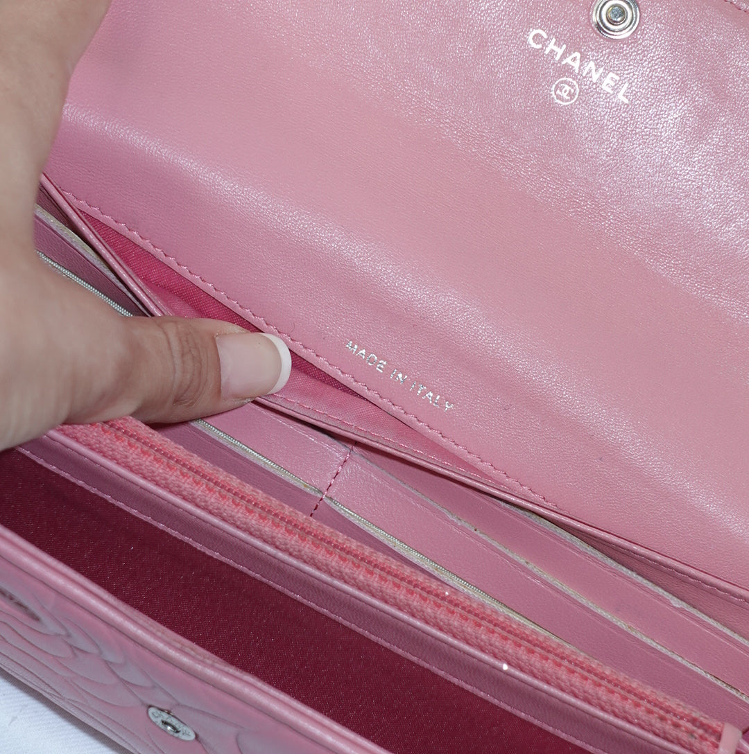 Chanel Pink Camelia Wallet w/Chain