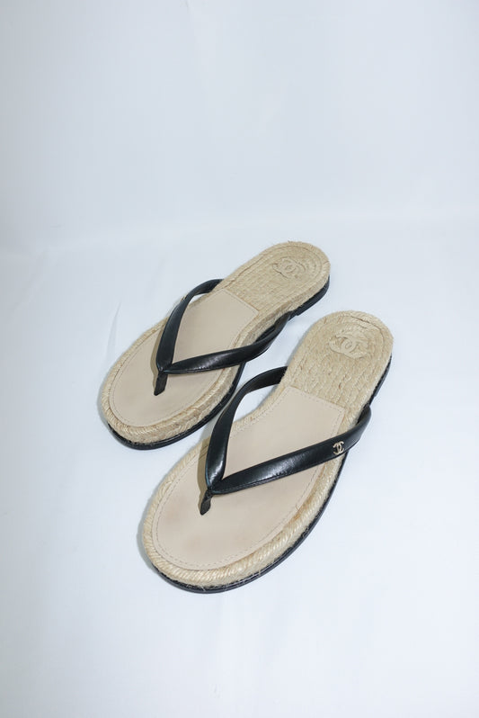 Chanel Black Vintage Espadrilles Sandals