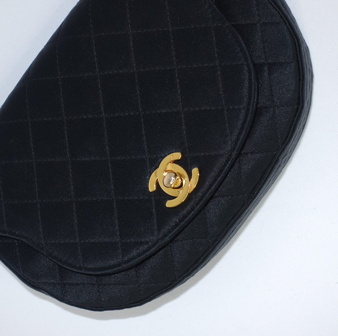 Chanel Vintage Half Moon Satin Vintage Mini Bag