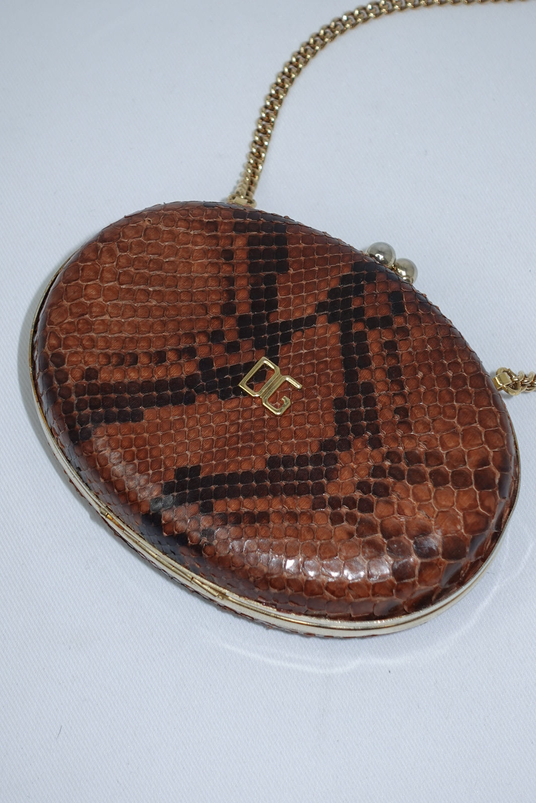 Dolce & Gabbana Snake Print Mini Rusty Brown Crossbody Clutch