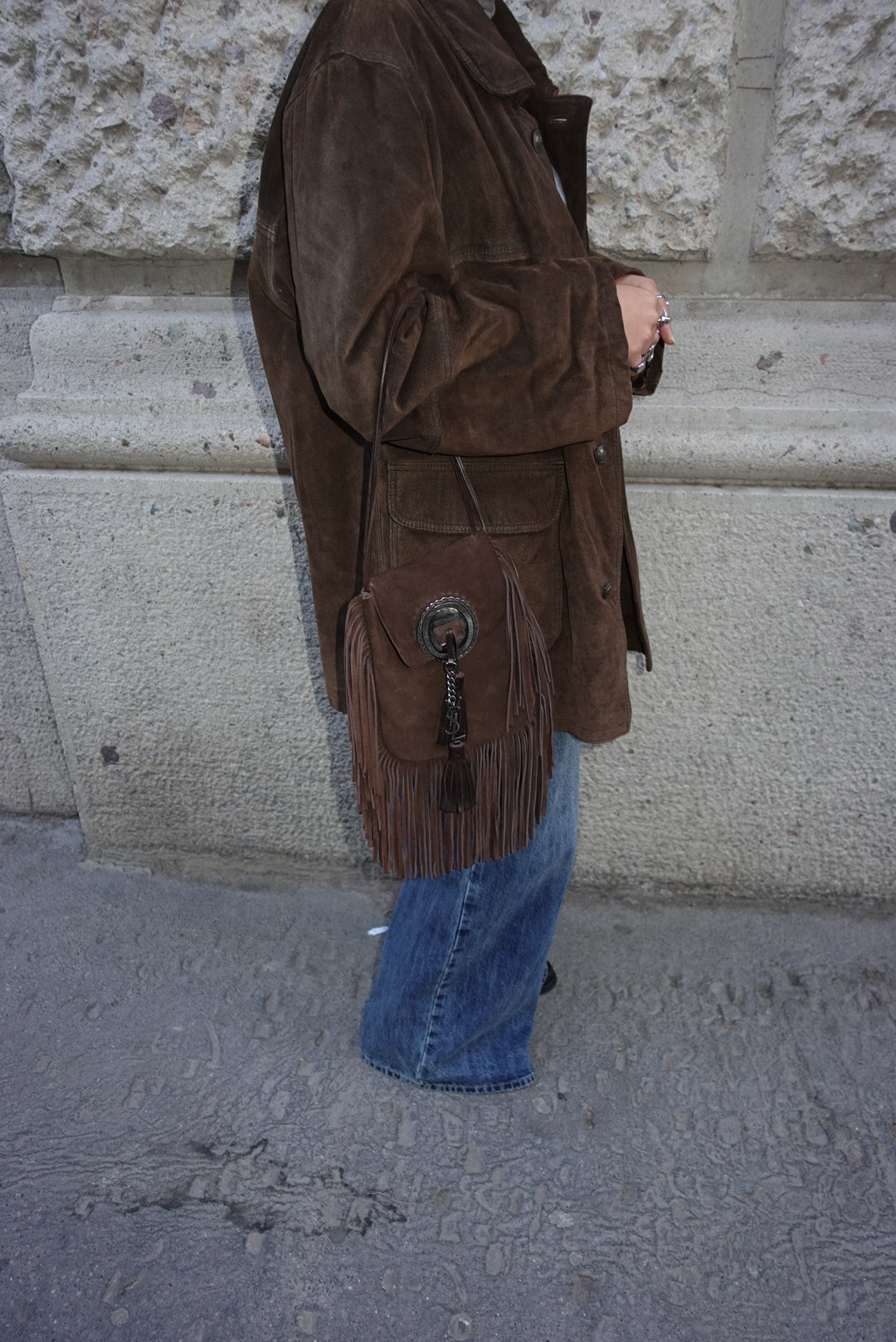 Yves Saint Laurent Vintage Suede Fringe Brown Bag