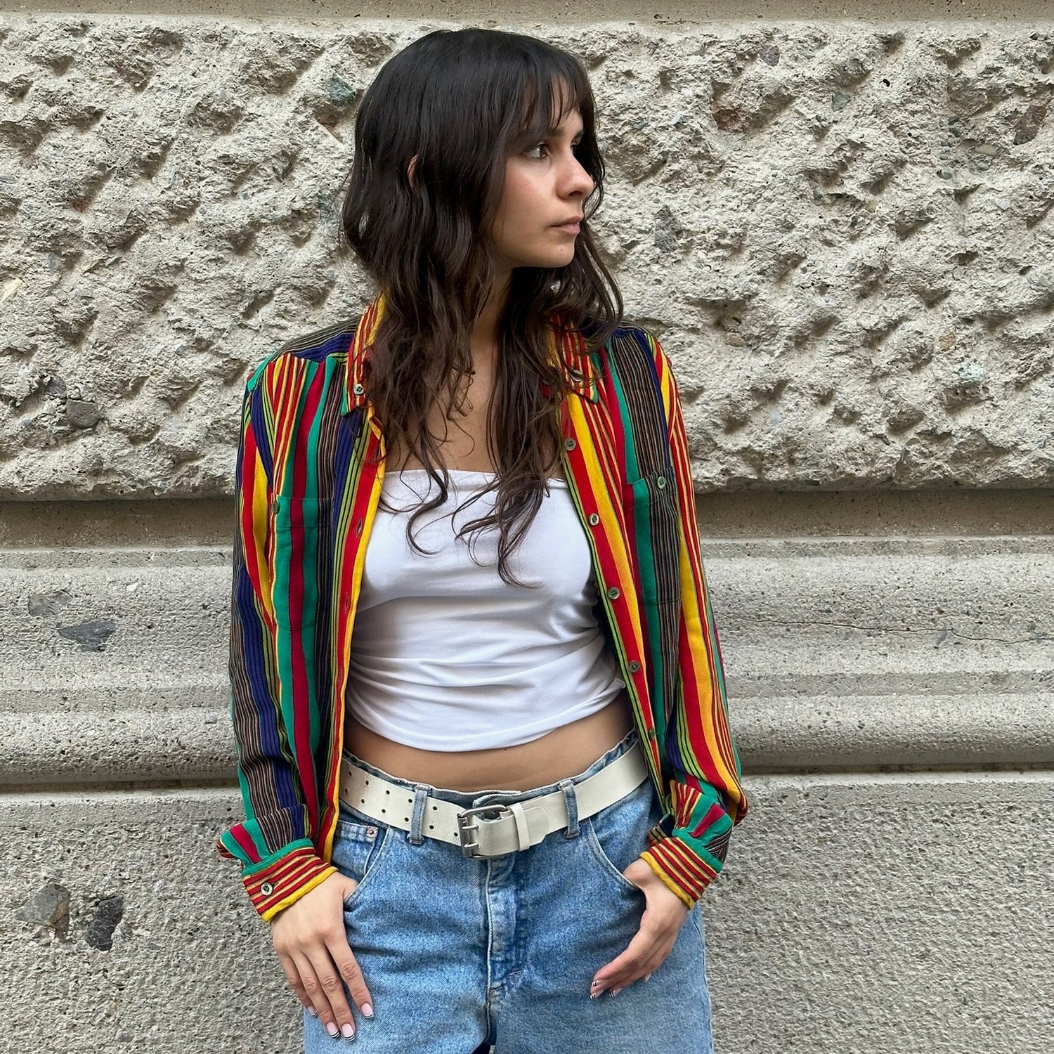 Camicia vintage a righe multicolori di Celine