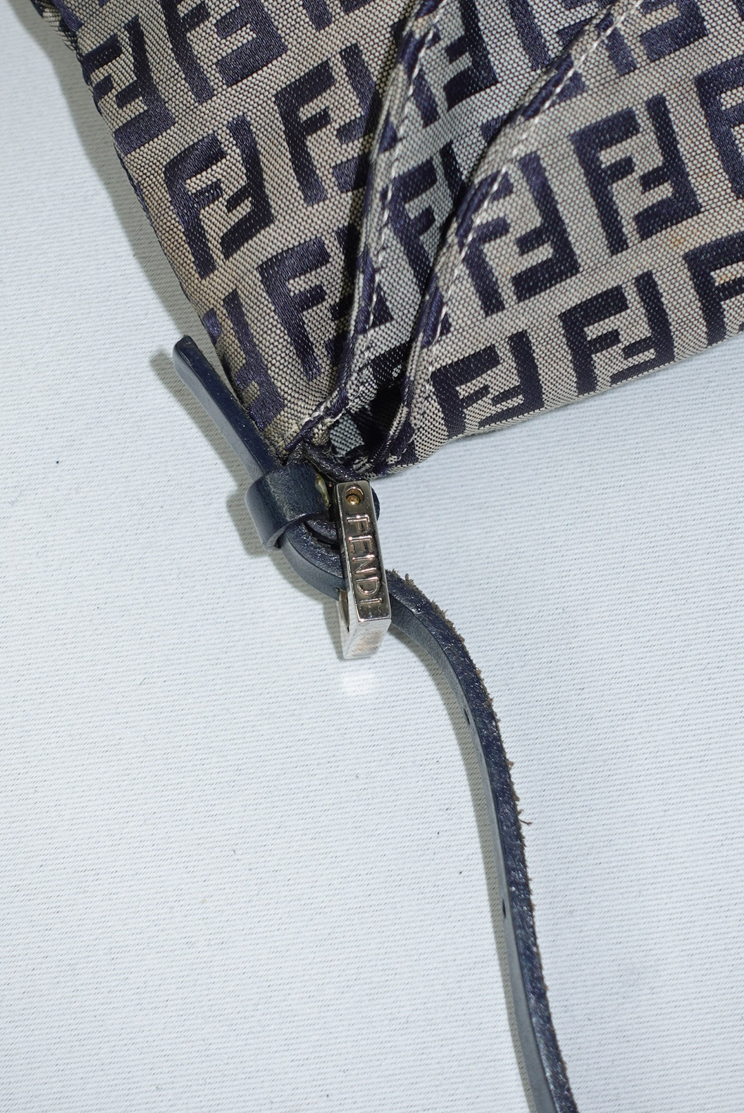 111. Fendi Zucchini Vintage Baguette in Navy Canvas Monogram