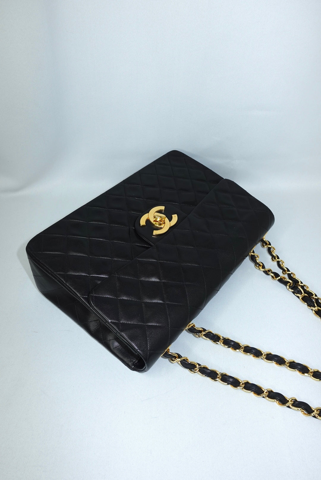 Chanel Vintage Jumbo Maxi Logo Lambskin Bag