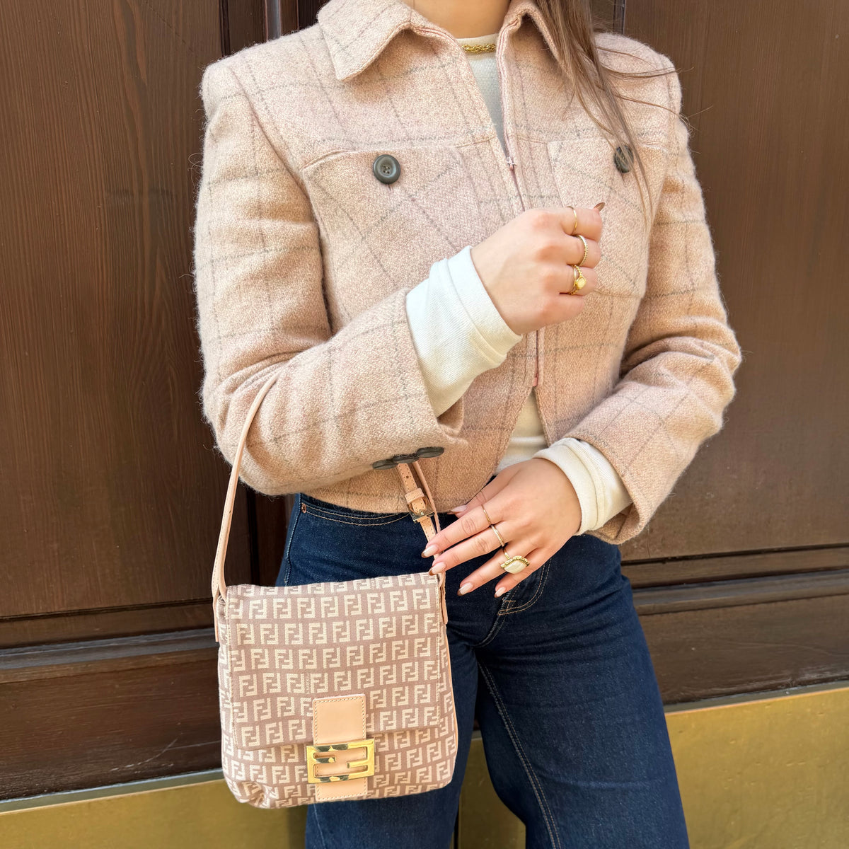 Fendi Light Pink Zucchino Messenger Bag