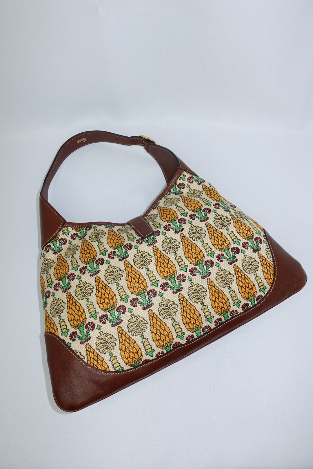 Gucci Jackie Vintage Hobo Brown & Yellow Print Bag